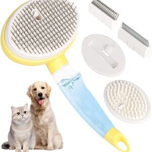 Dog Steam Grooming Brush and Metal Comb Combo